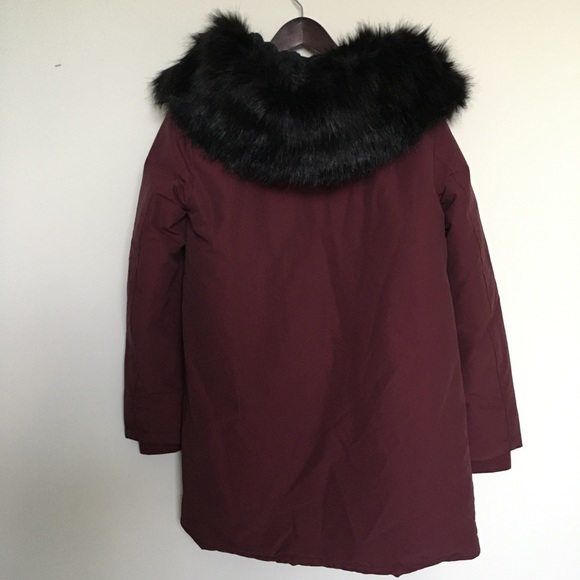 Zara Parka Acolchada Water Repellent Winter Coat Small burgandy - Picture 8 of 9